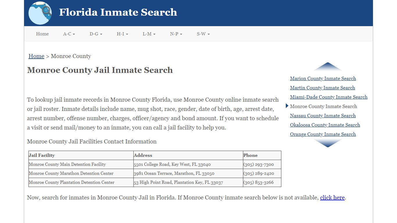 Monroe County Jail Inmate Search